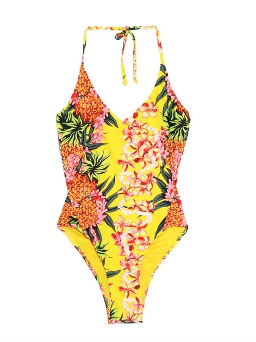 Zara Yellow Pineapple & Pink Floral One-Piece Swimsuit